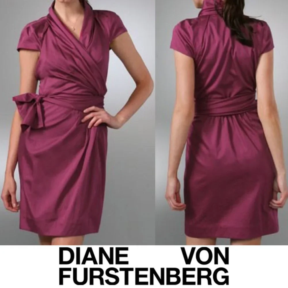 Diane von Furstenberg Vern Wrap Dress 14 Magenta